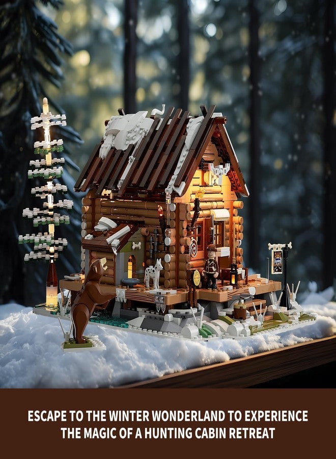 FUNWHOLE Hunting-Cabin Lighting Building-Bricks Set - Retro Wooden Cabin LED Light Construction Building Model Set 2036 Pcs for Adults and Teen - Image 4